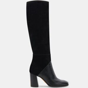 NEW DOLCE VITA Fynn Tall Suede Boots black multi for women 864tn